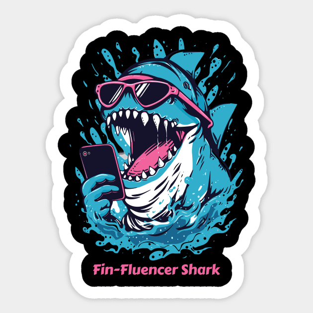 The Fin-Fluencer | A Shark T-Shirt Sticker by Indigo Lake